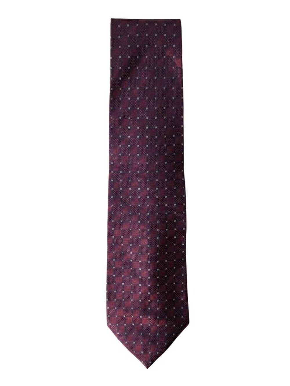 Claiborne Burgundy & Purple Geometric Woven Silk Pointed Men’s Necktie